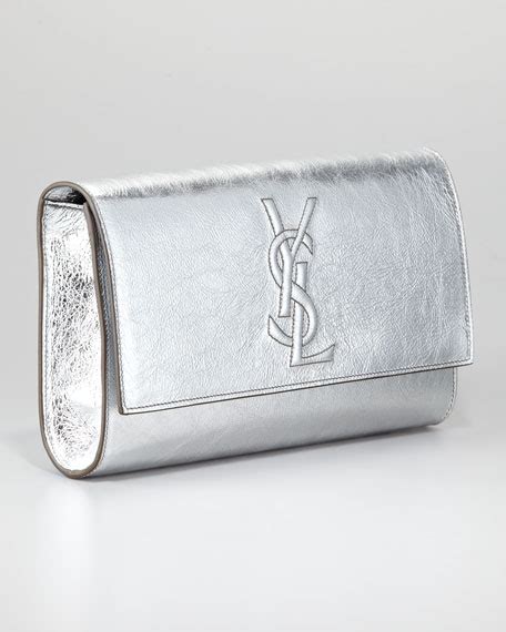 silver ysl clutch